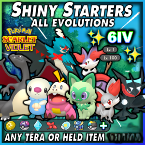 Bundle All Starters & Evo Shiny - Gen 9 6IV - Pokemon Scarlet & Violet Tear Mask